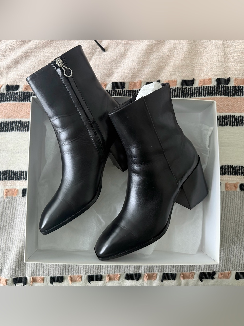 Aeyde Leandra 75mm Black Leather Ankle Boots